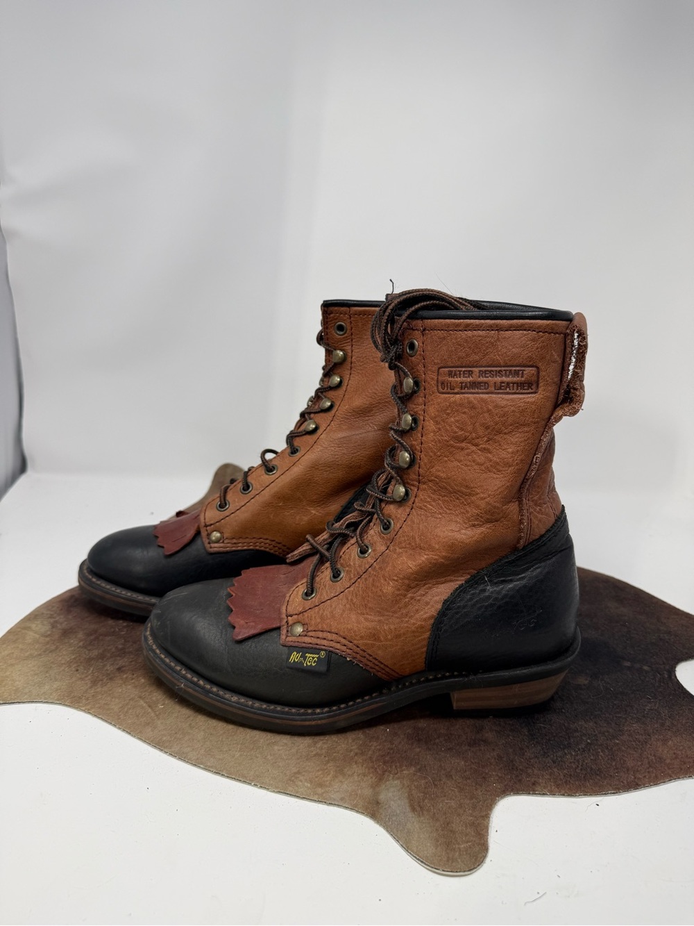 Ad Tec Packer Womens 8M Brown Leather Water Resistant Lace Work Boots(XCPVMQ)